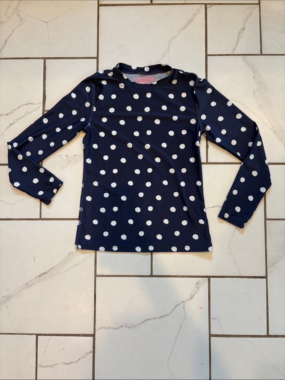 J Crew Crewcuts Navy and White Polka Dot Long-Sleeve Swim Rashguard - 10